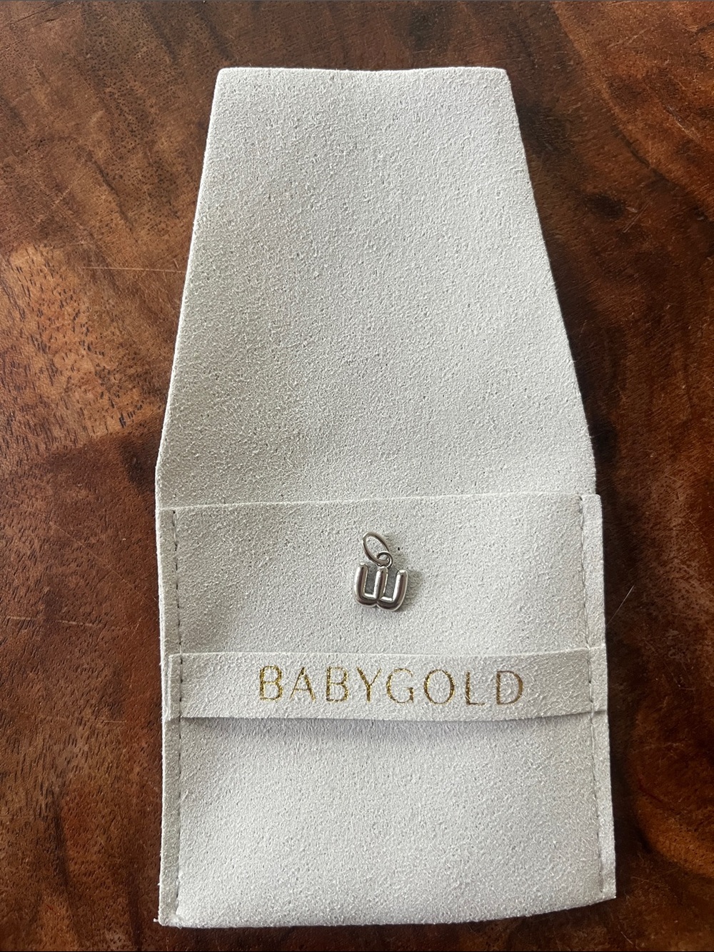 BABYGOLD "W" initial charm in 14k white gold